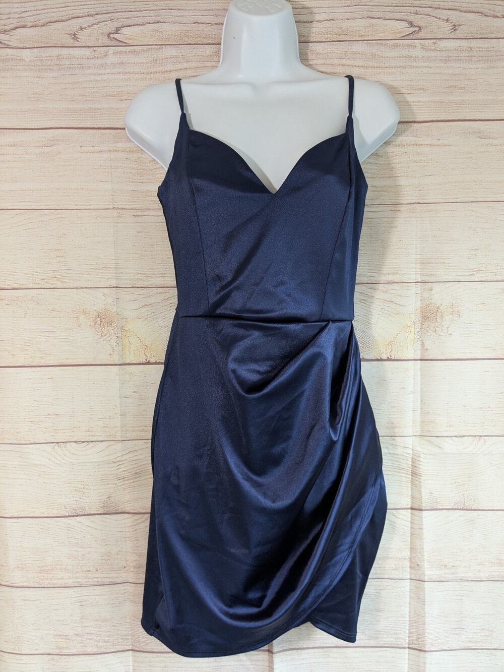 Windsor NWT Navy Blue Satin Mini Dress Size M